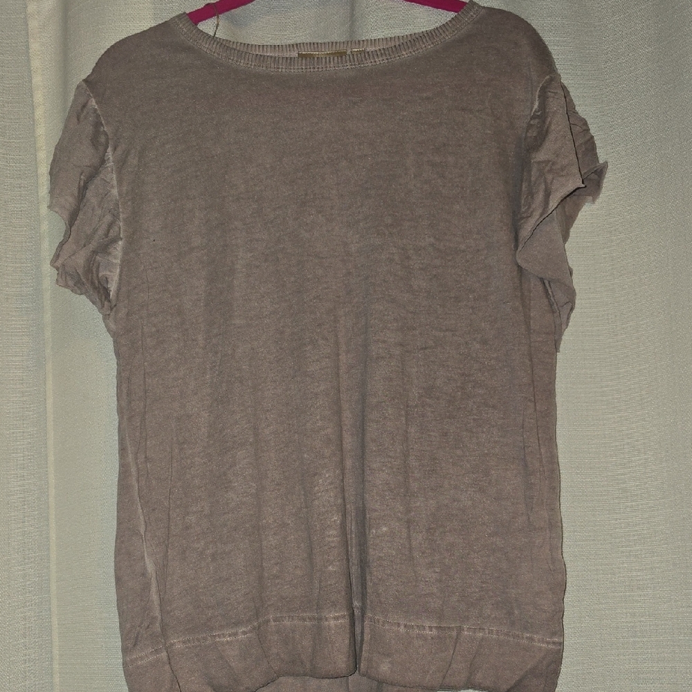 Danielle Mauve Short Sleeve Ruffle-Sleeve Top